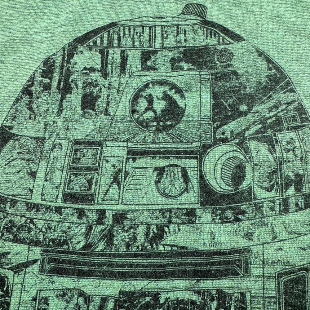 Star Wars R2-D2 Movie Scenes Graphic Print T Shirt Unisex Small Green Fifth Sun - Picture 5 of 10